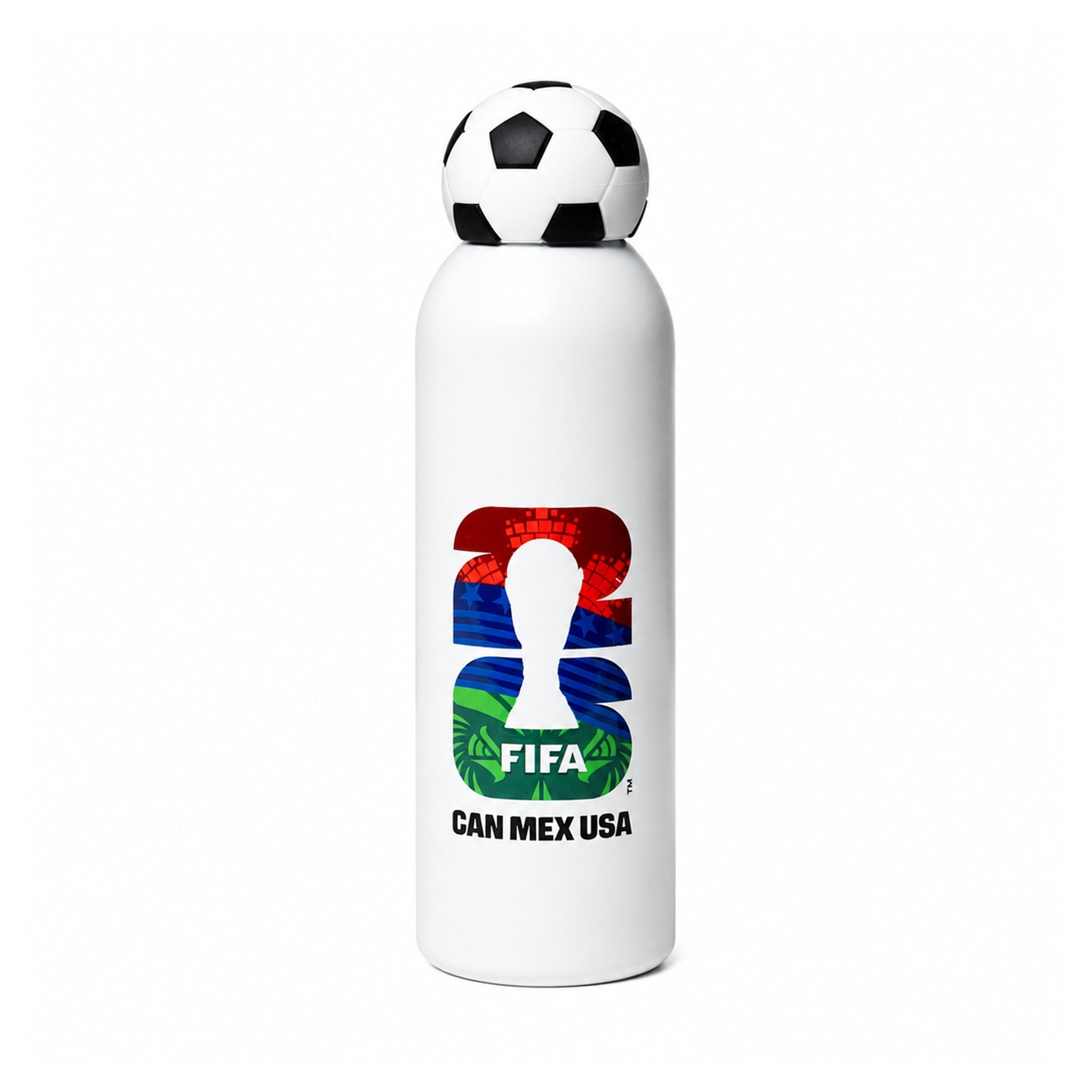 FIFA White 800ml Football Bottle with 26 Logo Stainless Steel & Football Lid – Official Fan Edition - Officially Licensed Fan Trendz Fan Gear - Apparel category - Fan Trendz