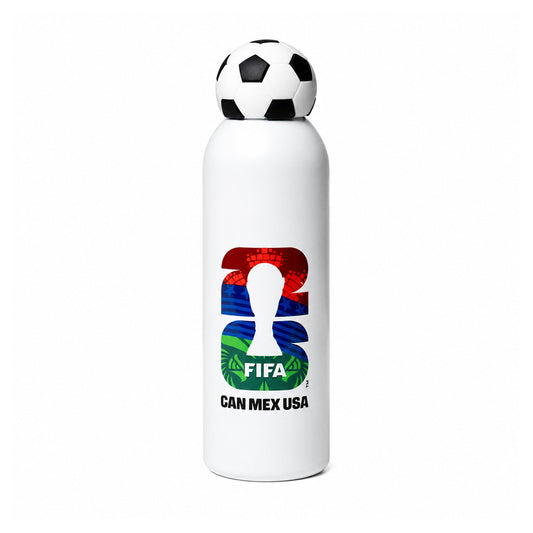 FIFA White 800ml Football Bottle with 26 Logo Stainless Steel & Football Lid – Official Fan Edition - Officially Licensed Fan Trendz Fan Gear - Apparel category - Fan Trendz