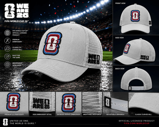 FIFA White Baseball Cap with Red 26 Logo – Official Fan Supporter Edition - Officially Licensed Fan Trendz Fan Gear - Apparel category - Fan Trendz
