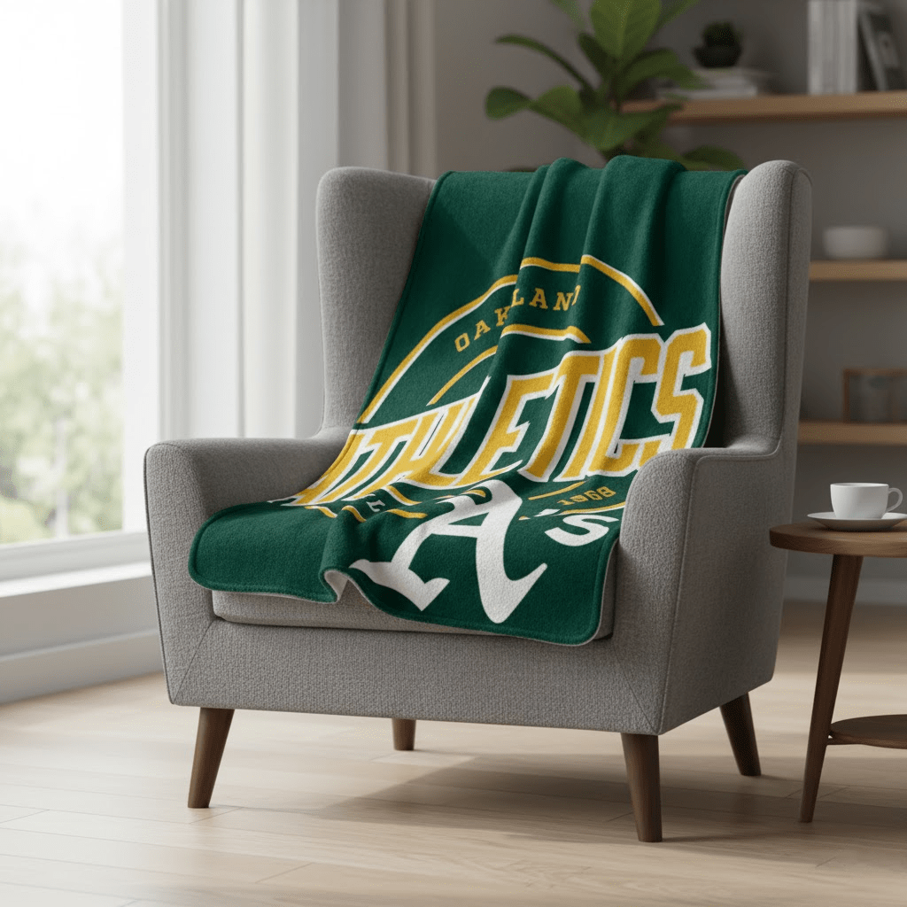MLB Oakland Athletics Plush Throw Blanket - Officially Licensed My Store Fan Gear - Apparel category - Fan Trendz