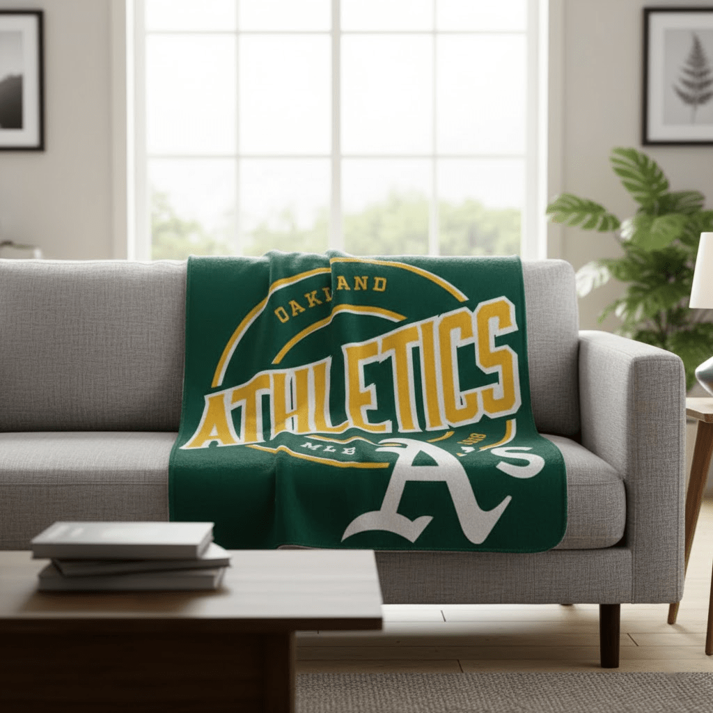 MLB Oakland Athletics Plush Throw Blanket - Officially Licensed My Store Fan Gear - Apparel category - Fan Trendz