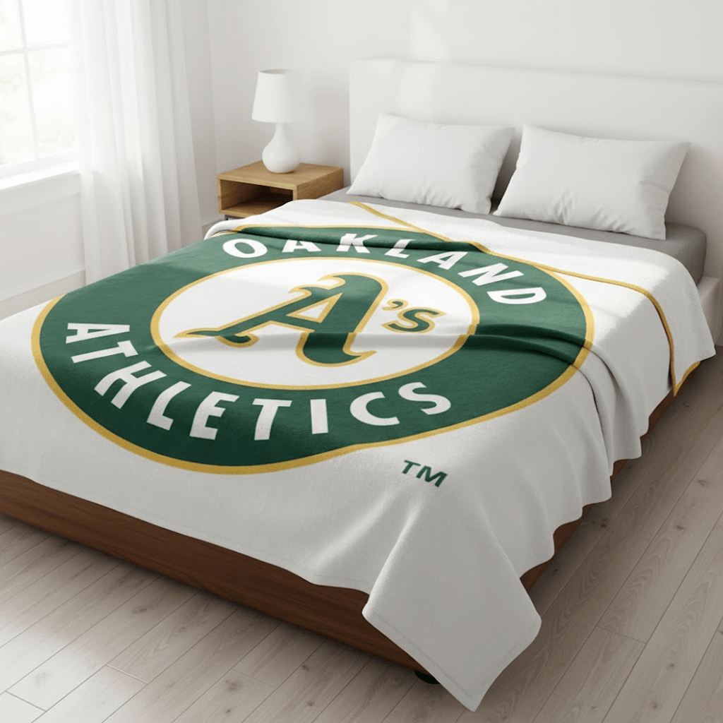 MLB Oakland Athletics Queen Size Plush Blanket - Officially Licensed My Store Fan Gear - Apparel category - Fan Trendz