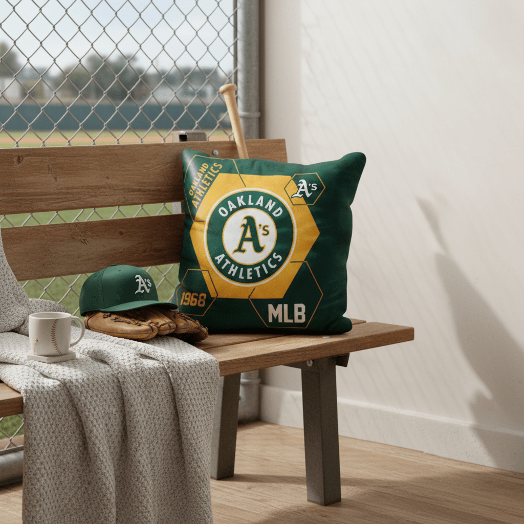 MLB Oakland Athletics Velvet Plush 18x18" CUSHION - Officially Licensed My Store Fan Gear - Apparel category - Fan Trendz
