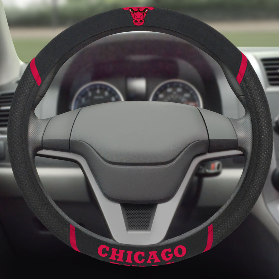 NBA Chicago Bulls, Embroidered Steering Wheel Cover - Fan Trendz