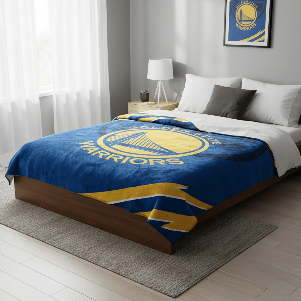 NBA Golden State Warriors Queen Size Plush Blanket - Fan Trendz