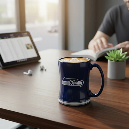 NBA Seattle Seahawks Team Color 14oz Embossed Ceramic Relief Mug - Fan Trendz