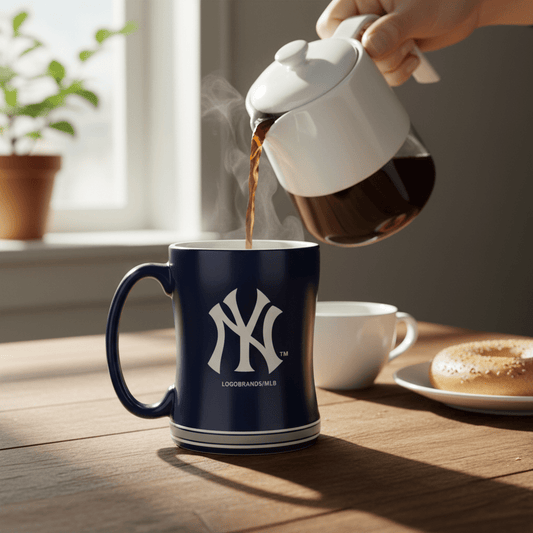 New York Yankees Team Color 14oz Embossed Ceramic Relief Mug - Fan Trendz