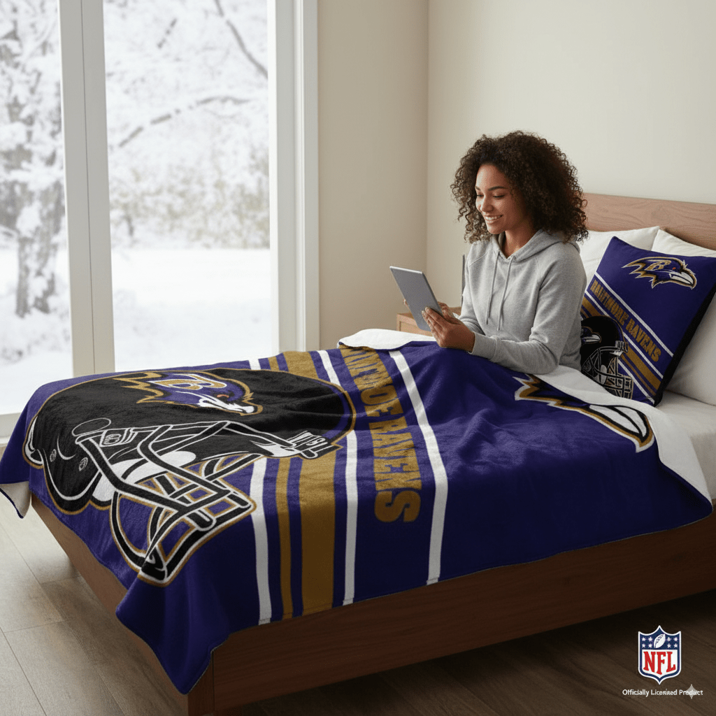 NFL Baltimore Ravens 60x80 Plush Blanket - Officially Licensed My Store Fan Gear - Apparel category - Fan Trendz
