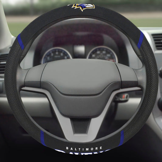 NFL Baltimore Ravens, Embroidered Steering Wheel Cover - Fan Trendz