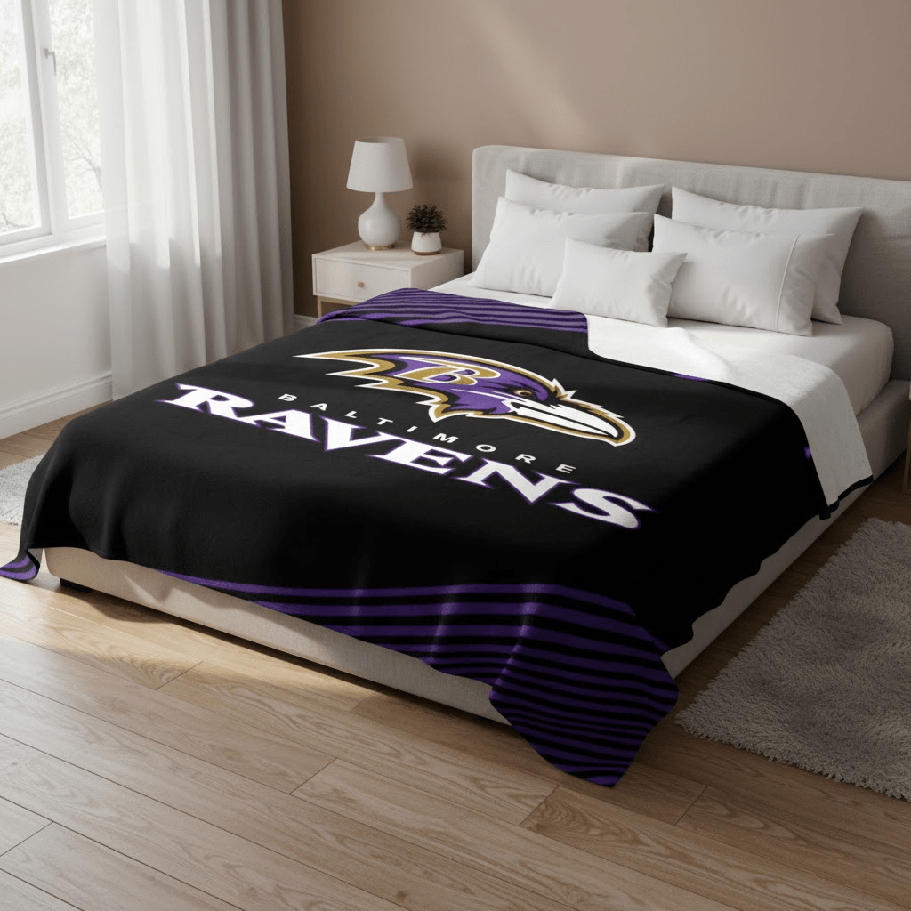 NFL Baltimore Ravens Queen Size Plush Blanket - Officially Licensed My Store Fan Gear - Apparel category - Fan Trendz