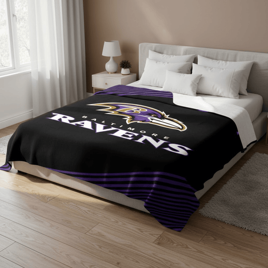 NFL Baltimore Ravens Queen Size Plush Blanket - Fan Trendz