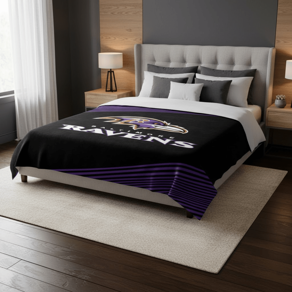 NFL Baltimore Ravens Queen Size Plush Blanket - Officially Licensed My Store Fan Gear - Apparel category - Fan Trendz
