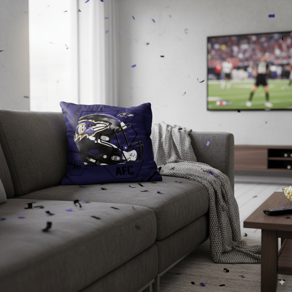 NFL Baltimore Ravens Velvet Plush 18x18" CUSHION - Officially Licensed My Store Fan Gear - Apparel category - Fan Trendz