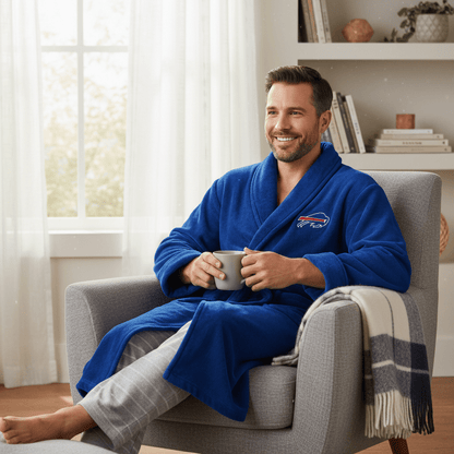 NFL Buffalo Bills Plush ROBE, Team Logo Embroidered - Officially Licensed My Store Fan Gear - Apparel category - Fan Trendz