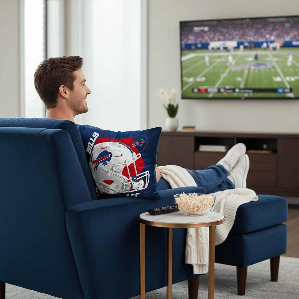 NFL Buffalo Bills Velvet Plush 18x18" CUSHION - Officially Licensed My Store Fan Gear - Apparel category - Fan Trendz