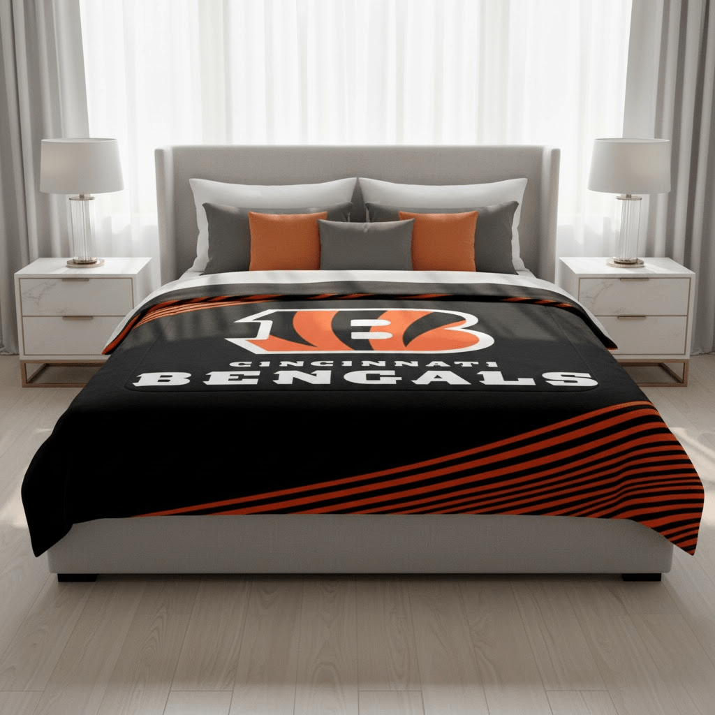 NFL Cincinnati Bengals Queen Size Plush Blanket - Officially Licensed My Store Fan Gear - Apparel category - Fan Trendz