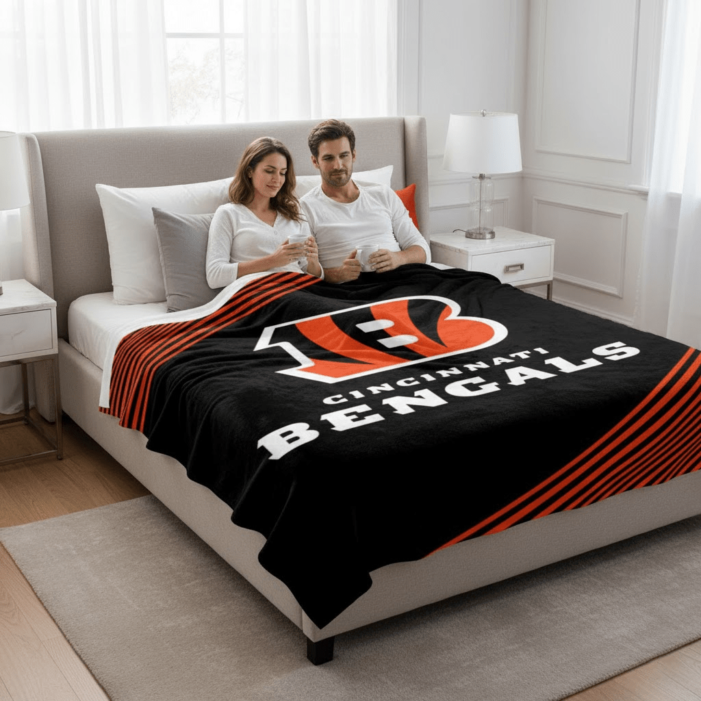 NFL Cincinnati Bengals Queen Size Plush Blanket - Officially Licensed My Store Fan Gear - Apparel category - Fan Trendz