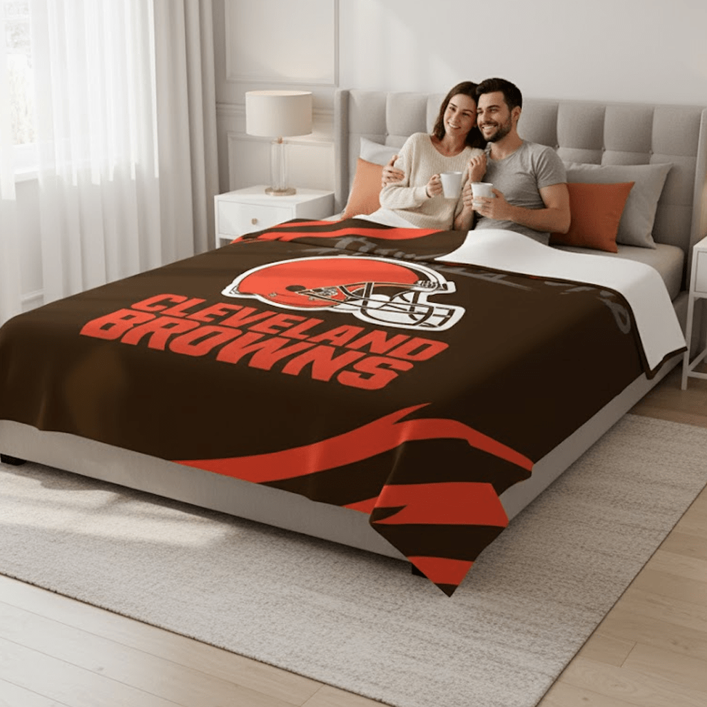 NFL Cleveland Browns Queen Size Plush Blanket - Fan Trendz