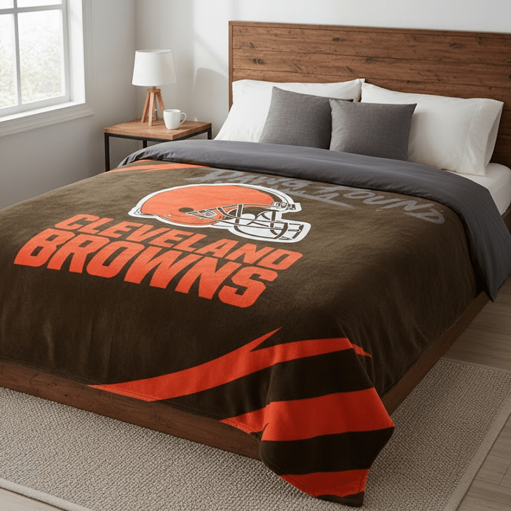 NFL Cleveland Browns Queen Size Plush Blanket - Fan Trendz