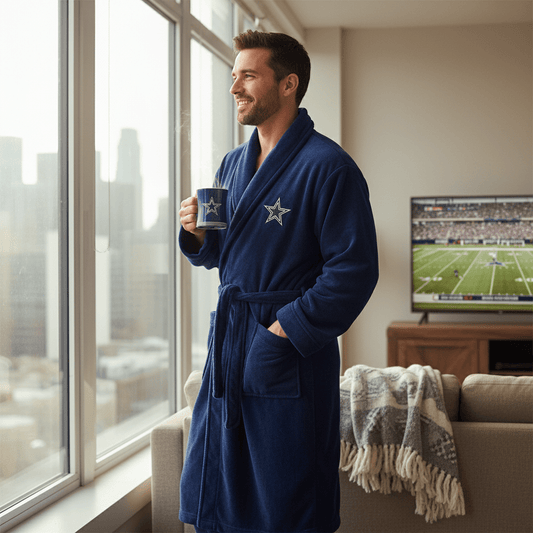 NFL Dallas Cowboys Plush ROBE, Team Logo Embroidered - Officially Licensed My Store Fan Gear - Apparel category - Fan Trendz