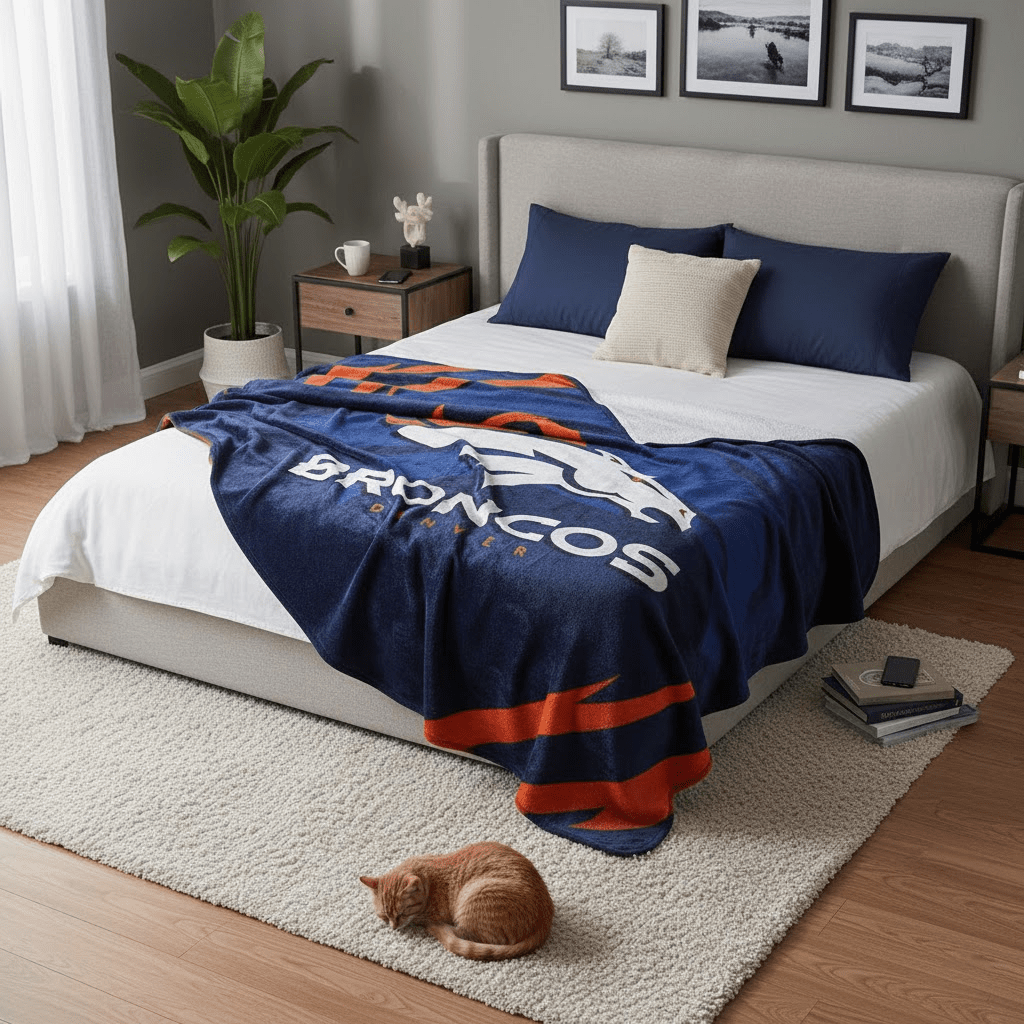 NFL Denver Broncos King Size Plush Blanket - Officially Licensed My Store Fan Gear - Apparel category - Fan Trendz