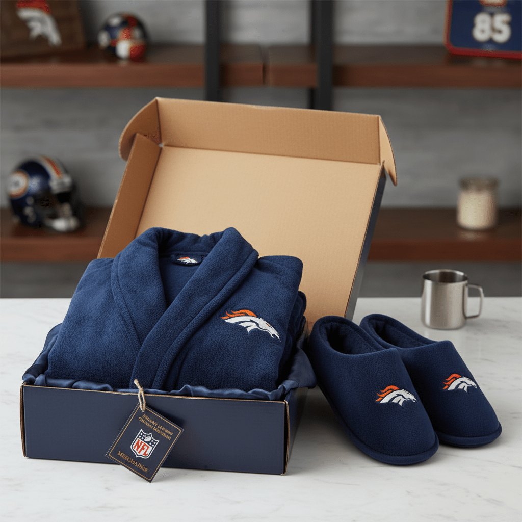 NFL Denver Broncos Plush ROBE, Team Logo Embroidered - Officially Licensed My Store Fan Gear - Apparel category - Fan Trendz