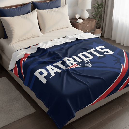 NFL England Patriots Queen Size Plush Blanket - Officially Licensed My Store Fan Gear - Apparel category - Fan Trendz