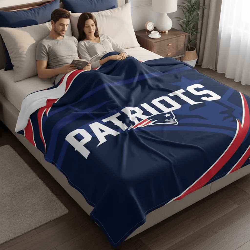 NFL England Patriots Queen Size Plush Blanket - Officially Licensed My Store Fan Gear - Apparel category - Fan Trendz
