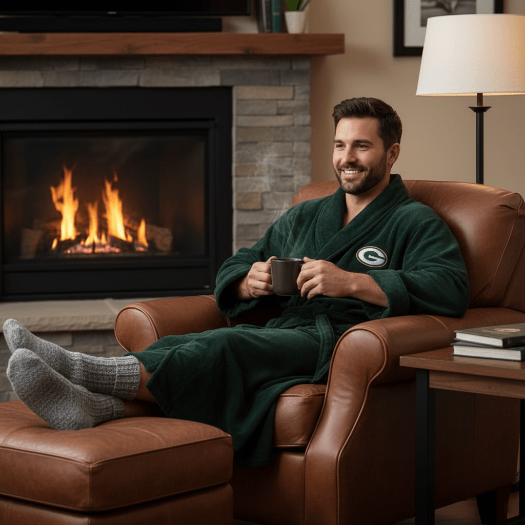 NFL Green Bay Packers Plush ROBE, Team Logo Embroidered - Officially Licensed My Store Fan Gear - Apparel category - Fan Trendz