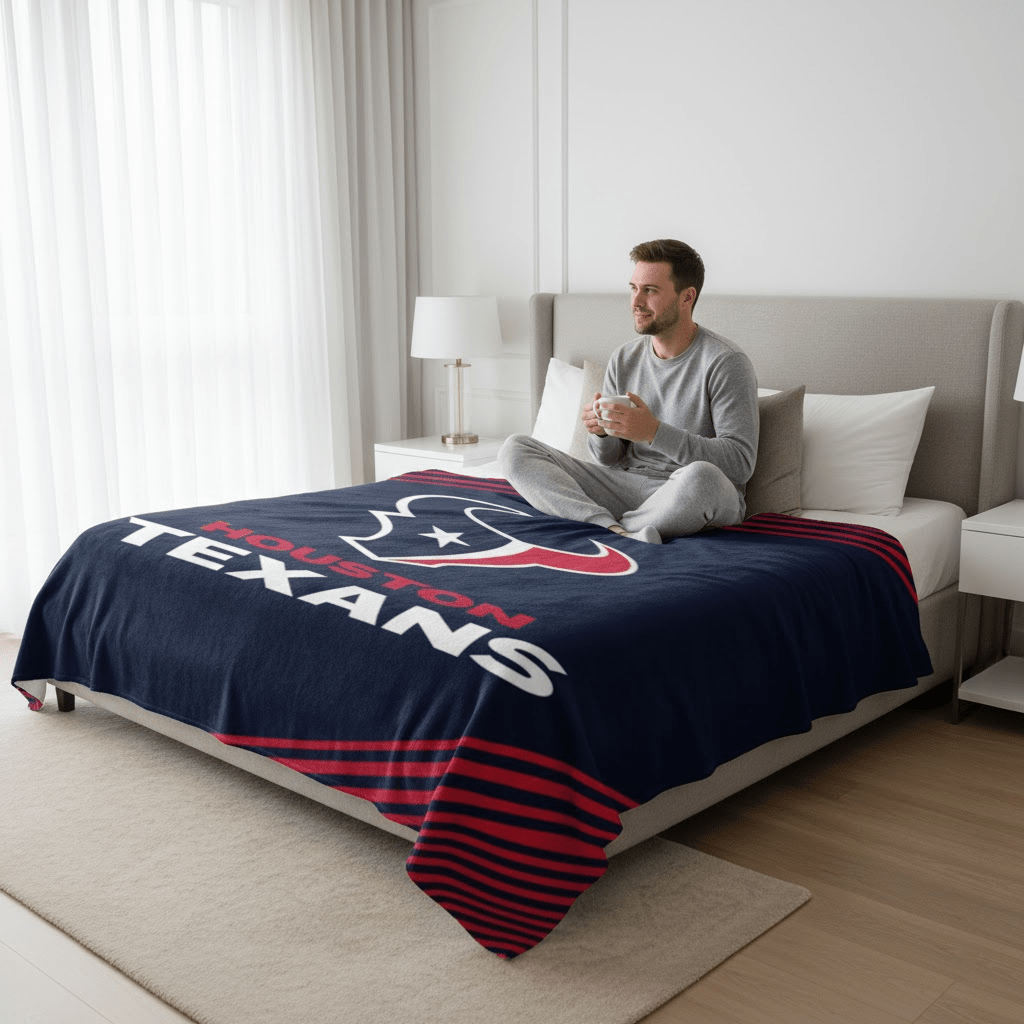 NFL Houston Texans Queen Size Plush Blanket - Officially Licensed My Store Fan Gear - Apparel category - Fan Trendz