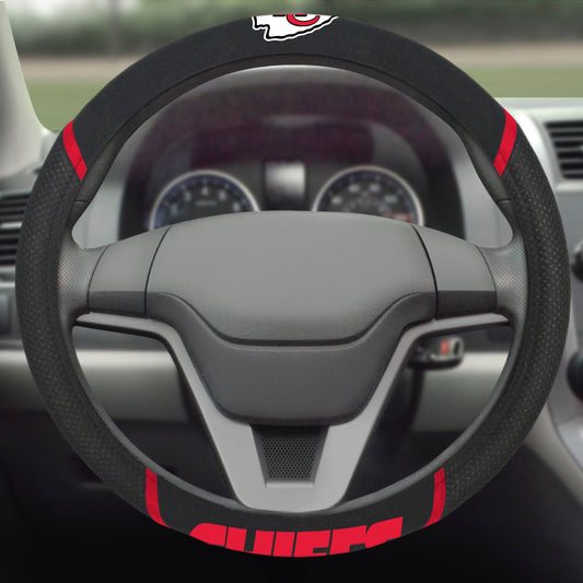 NFL Kansas City Chiefs, Embroidered Steering Wheel Cover - Fan Trendz