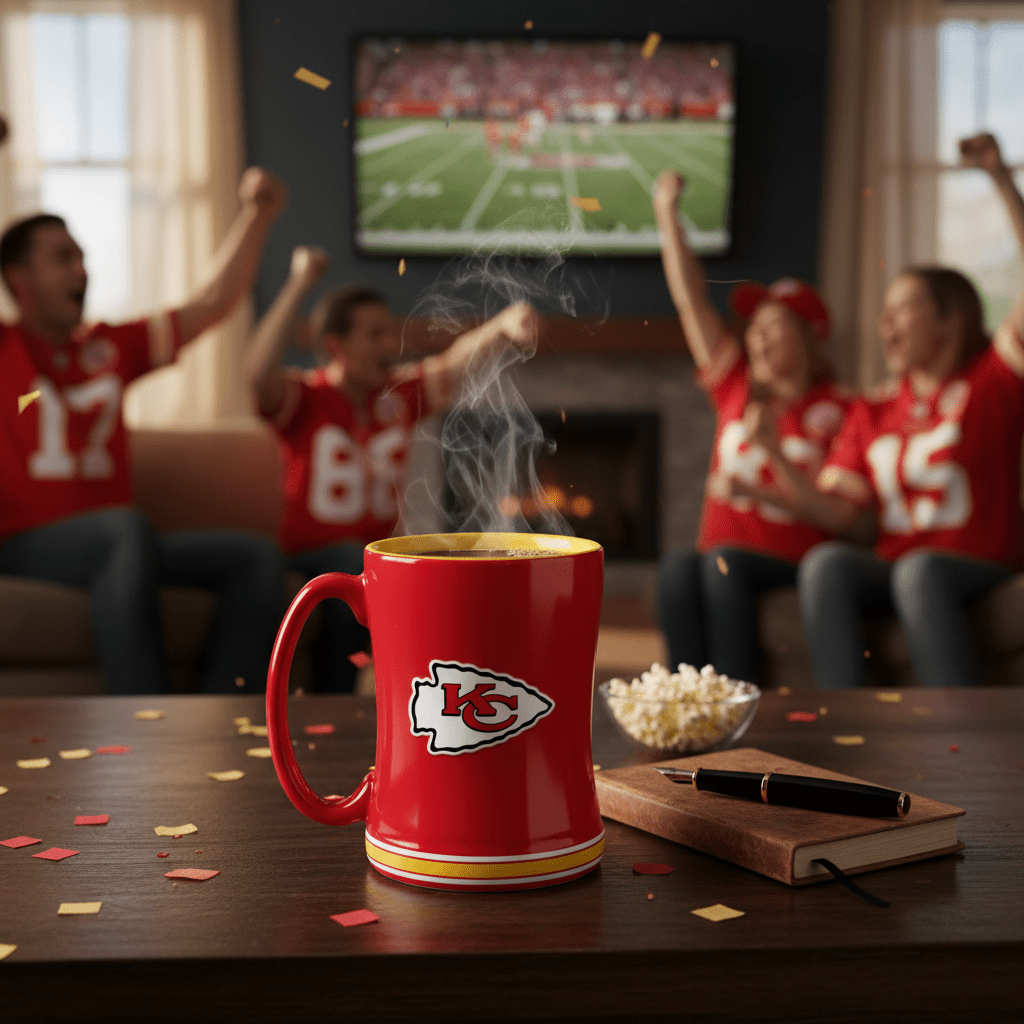 NFL Kansas City Chiefs Team Color 14oz Embossed Ceramic Relief Mug - Fan Trendz