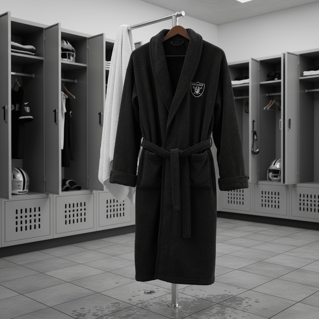 NFL Las Vegas Raiders Plush ROBE, Team Logo Embroidered - Officially Licensed My Store Fan Gear - Apparel category - Fan Trendz