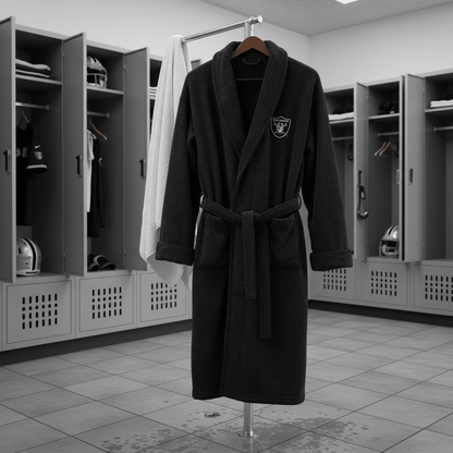 NFL Las Vegas Raiders Plush ROBE, Team Logo Embroidered - Officially Licensed My Store Fan Gear - Apparel category - Fan Trendz