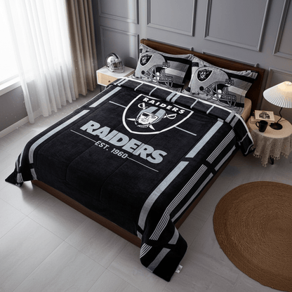 NFL Las Vegas Raiders Queen Size Cloud Comforter 3 pc set - Fan Trendz