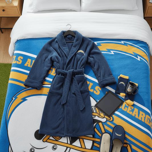 NFL Los Angeles Chargers Plush ROBE, Team Logo Embroidered - Officially Licensed My Store Fan Gear - Apparel category - Fan Trendz