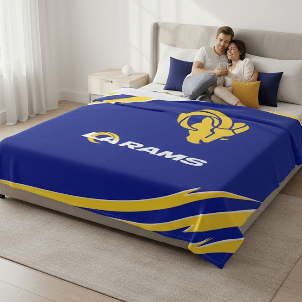 NFL Los Angeles Rams King Size Plush Blanket - Officially Licensed My Store Fan Gear - Apparel category - Fan Trendz