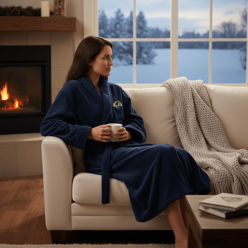 NFL Los Angeles Rams Plush ROBE, Team Logo Embroidered - Fan Trendz