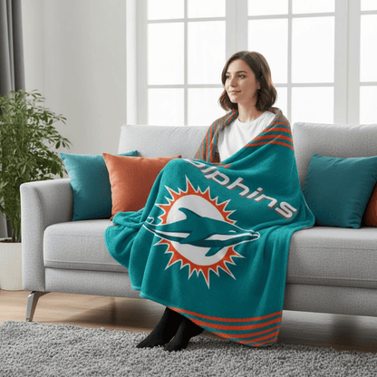 NFL Miami Dolphins 60 x 80 Plush Blanket - Officially Licensed My Store Fan Gear - Apparel category - Fan Trendz