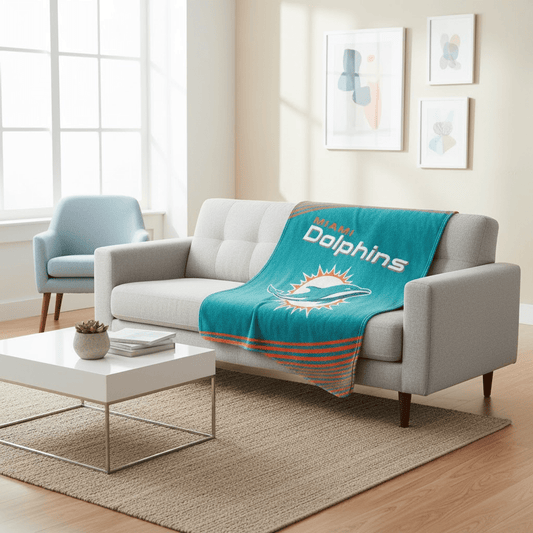 NFL Miami Dolphins 60 x 80 Plush Blanket - Officially Licensed My Store Fan Gear - Apparel category - Fan Trendz