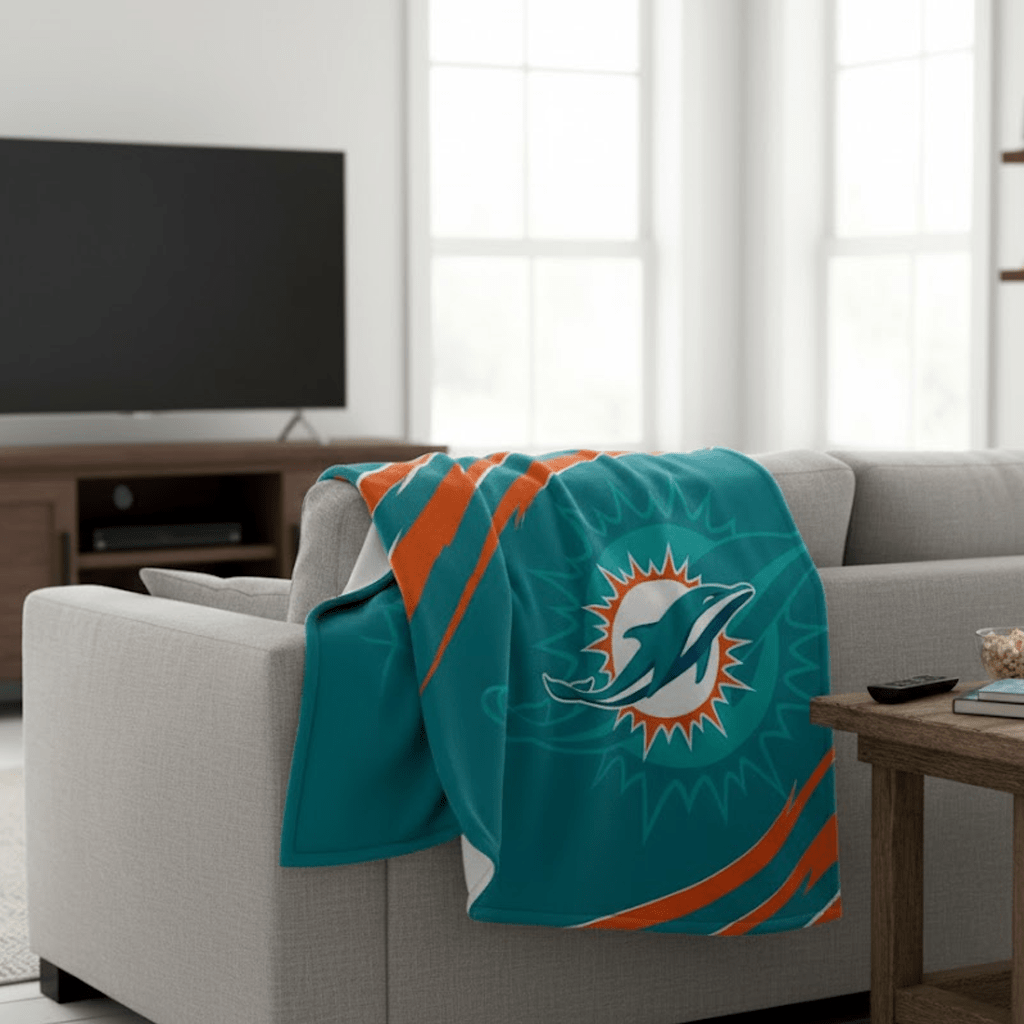 NFL Miami Dolphins Plush Throw Blanket - Officially Licensed My Store Fan Gear - Apparel category - Fan Trendz