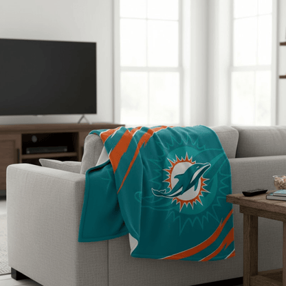 NFL Miami Dolphins Plush Throw Blanket - Officially Licensed My Store Fan Gear - Apparel category - Fan Trendz
