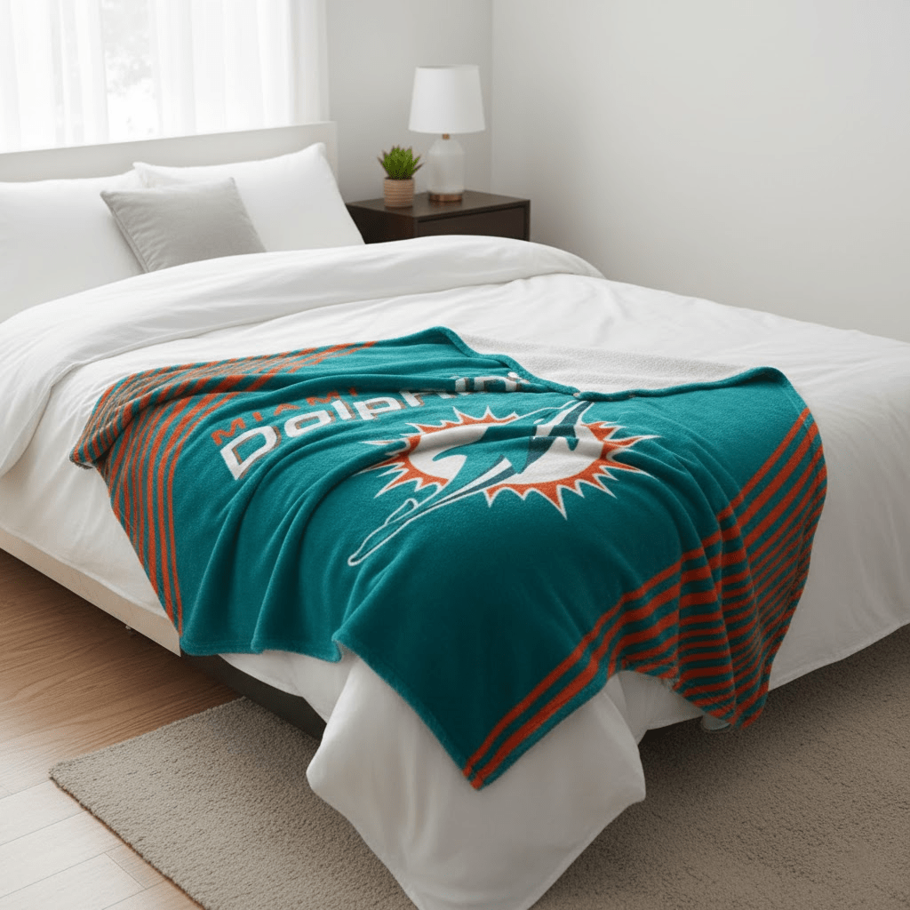 NFL Miami Dolphins Queen Size Blanket - Officially Licensed My Store Fan Gear - Apparel category - Fan Trendz