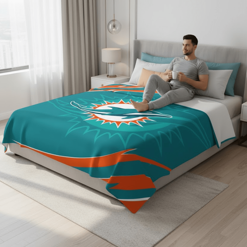 NFL Miami Dolphins Queen Size Plush Blanket - Officially Licensed My Store Fan Gear - Apparel category - Fan Trendz