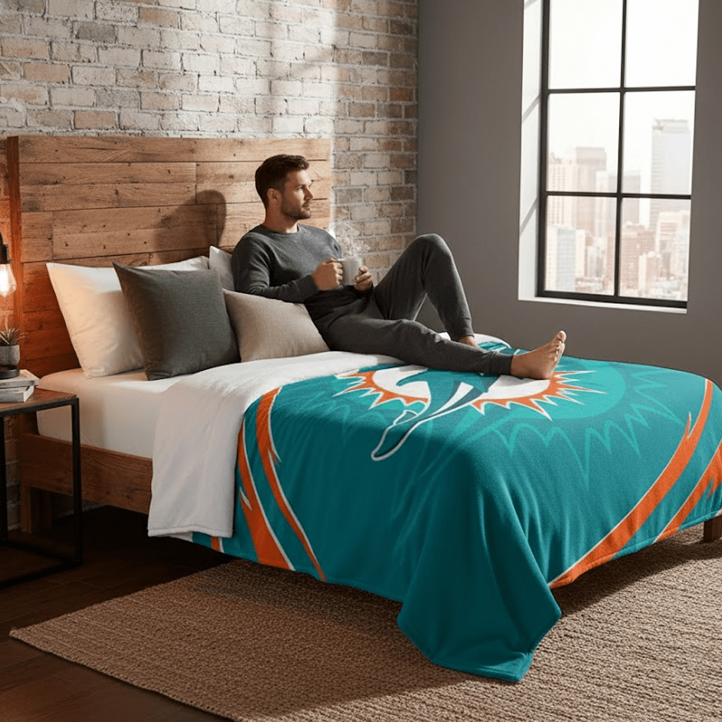 NFL Miami Dolphins Queen Size Plush Blanket - Officially Licensed My Store Fan Gear - Apparel category - Fan Trendz