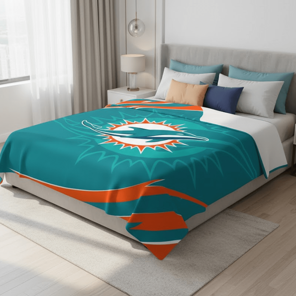 NFL Miami Dolphins Queen Size Plush Blanket - Officially Licensed My Store Fan Gear - Apparel category - Fan Trendz