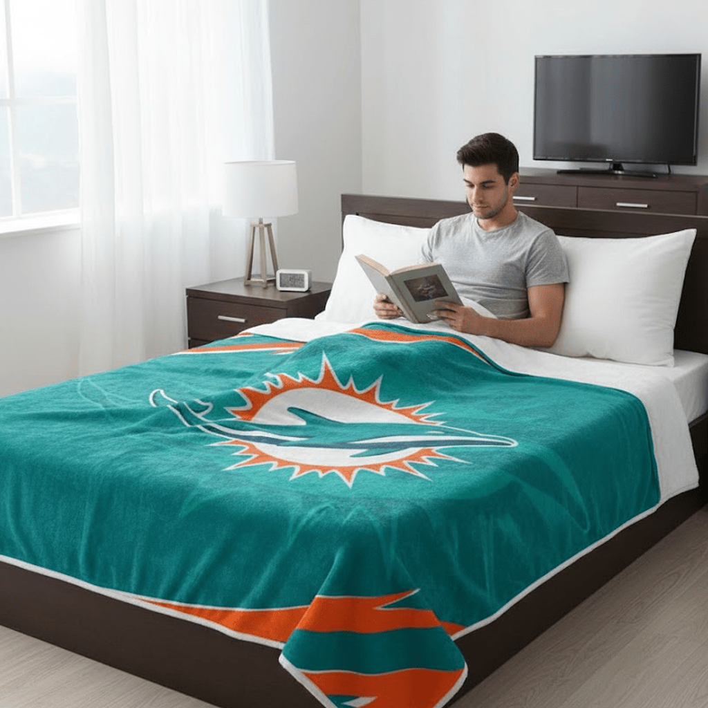 NFL Miami Dolphins Queen Size Plush Blanket - Officially Licensed My Store Fan Gear - Apparel category - Fan Trendz