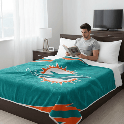NFL Miami Dolphins Queen Size Plush Blanket - Officially Licensed My Store Fan Gear - Apparel category - Fan Trendz