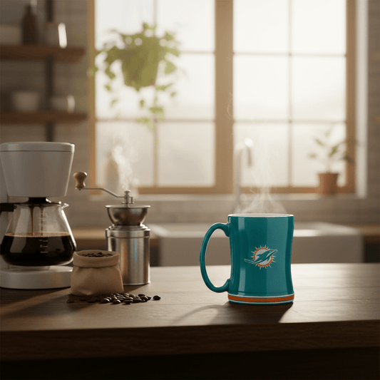 NFL Miami Dolphins Team Color 14oz Embossed Ceramic Relief Mug - Fan Trendz