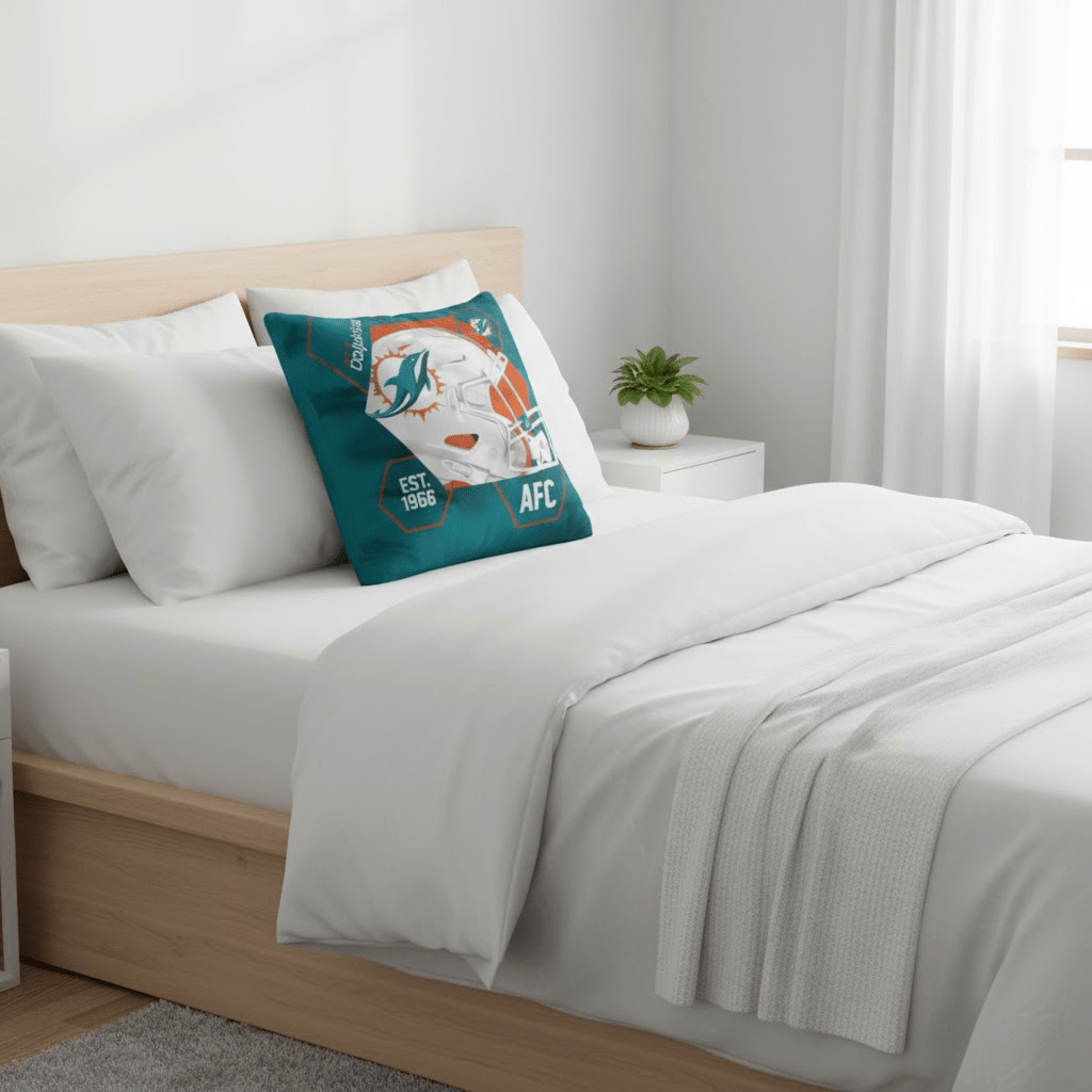 NFL Miami Dolphins Velvet Plush 18x18" CUSHION - Officially Licensed My Store Fan Gear - Apparel category - Fan Trendz